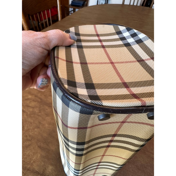 Burberry Beige Brown Plaid Coated Canvas & Leather Satchel - Picture 9 of 14